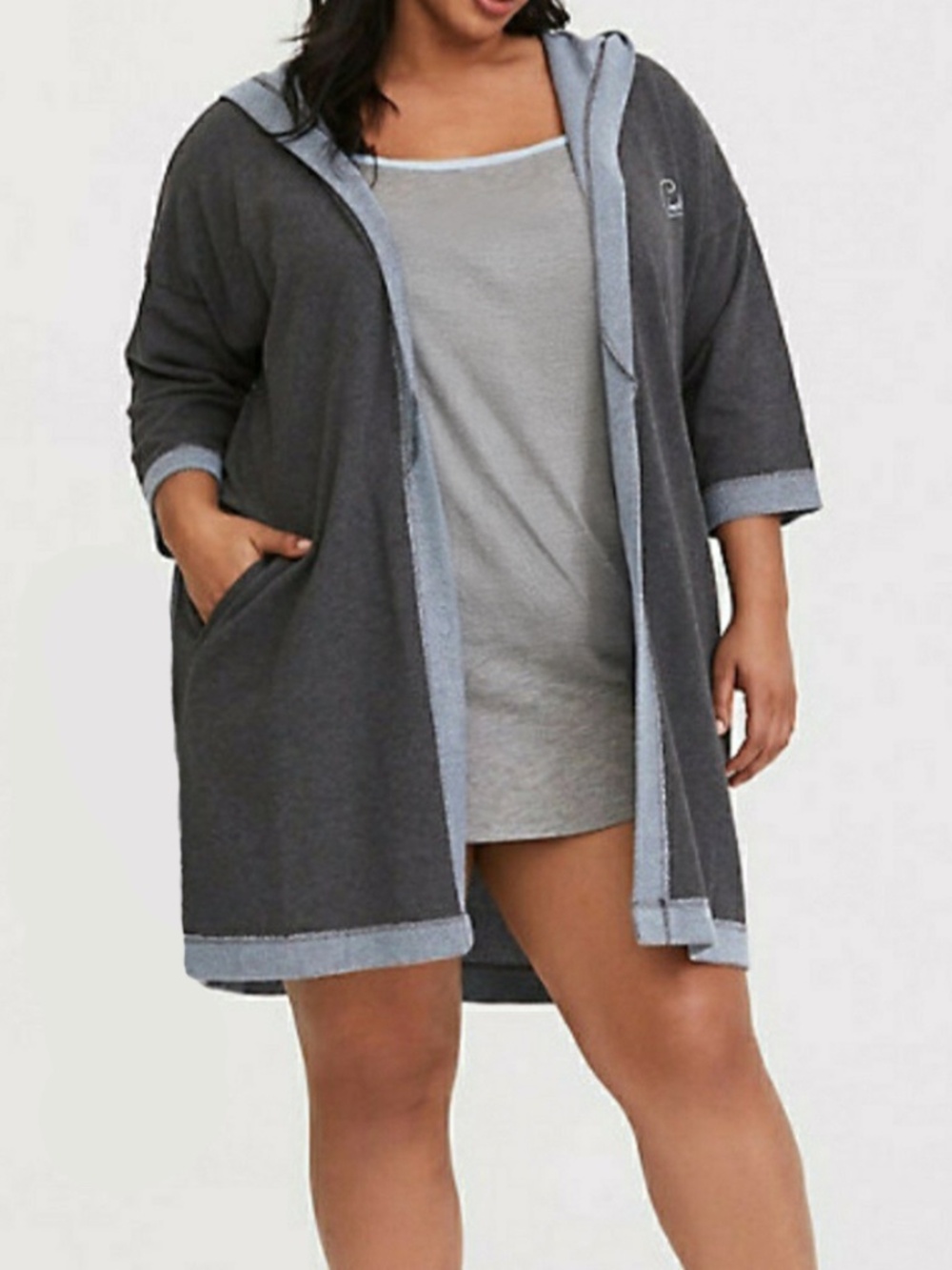 Torrid - Cinderella Disney Hooded Lounge Gray Blue Sleep Robe Cardigan - 3X/4X